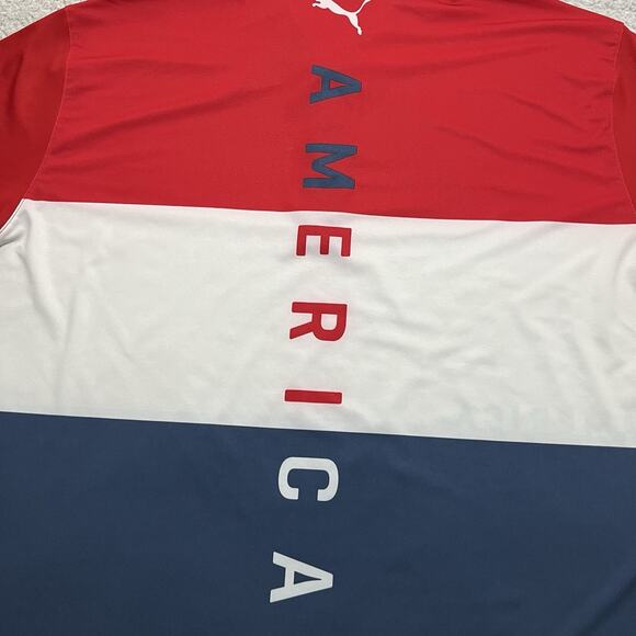 Puma Volition Polo Shirt Mens XL Performance Stripe Golf USA Flag America - Picture 10 of 10